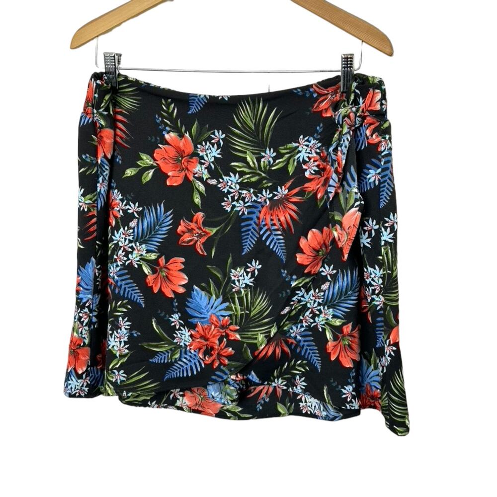 DR2 Black Hawaiian Print Skort Shorts Women's Size XXL Side Tie New - Picture 1 of 7